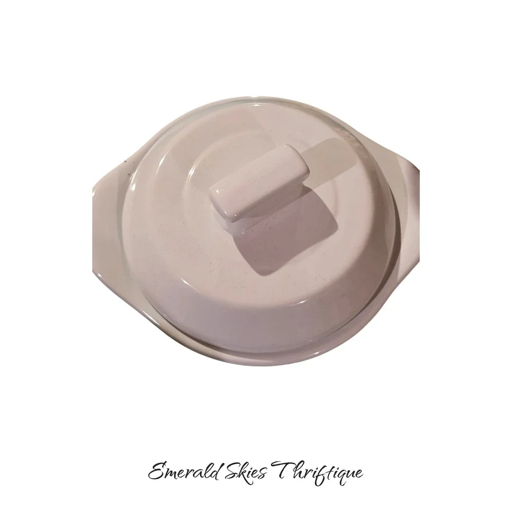 Pampered Chef 3 Cup Covered Ceramic Stoneware Casserole Dish White Free ship